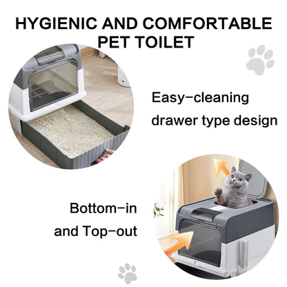 Super Large Capacity Cat Litter Box - Easy To Clean, Odorless, Leak Proof, Not Easy To Leak, Pull-out Design, Comfortable Toilet For Pets
