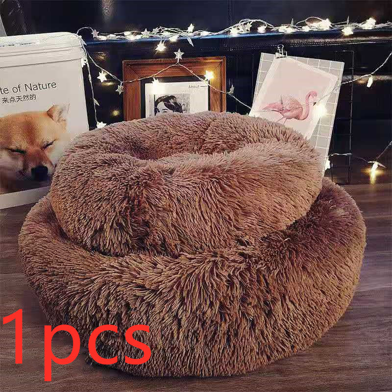 Dog & Cat Beds For Small Dogs Round Plush Cat Litter Kennel Pet Nest Mat Puppy Beds