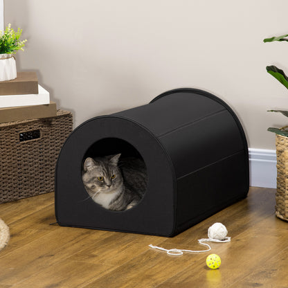 Winter Portable Heated Double Wide Water-Resistant Indoor Outdoor Cat Houses For Multiple Cats - Black