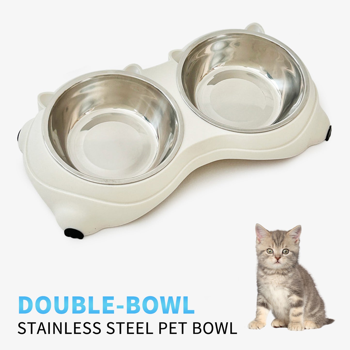 Double Stainless Steel Pet Bowl Set, Macaron Colors, Non-Slip Base And Easy To Clean For Cats And Dogs, Indoor And Outdoor Use