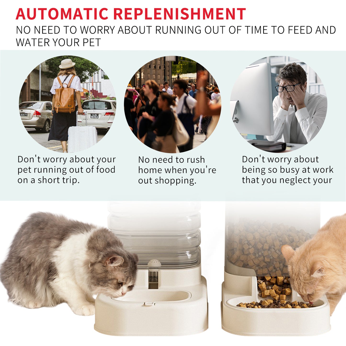 Separable Pet Food And Water Dispenser - Large Capacity Automatic Replenishment, Worry Free For Short-term Outdoor Meals