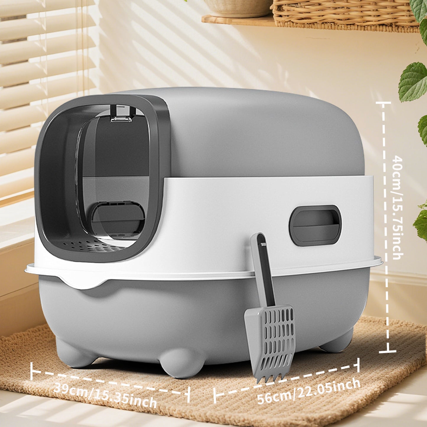 Splash Proof Cat Litter Box Splash Proof Cat Litter Box Closed Cat Litter Box With Lid, Easy To Clean Drawer Design, Odor Control, Space Saving Pet Waste Solution, Splash Proof Cat Toilet Front Entran