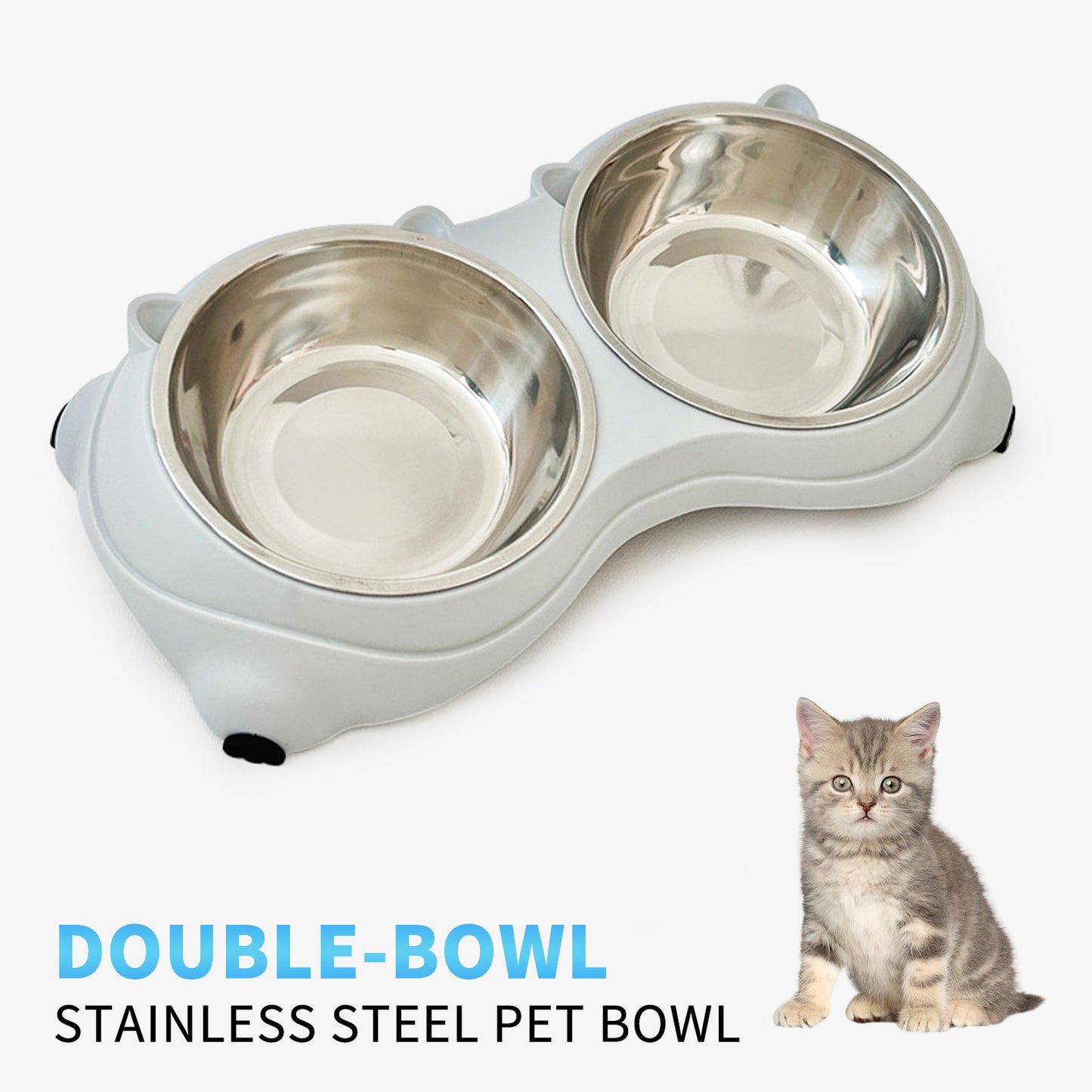 Double Stainless Steel Pet Bowl Set, Macaron Colors, Non-Slip Base And Easy To Clean For Cats And Dogs, Indoor And Outdoor Use