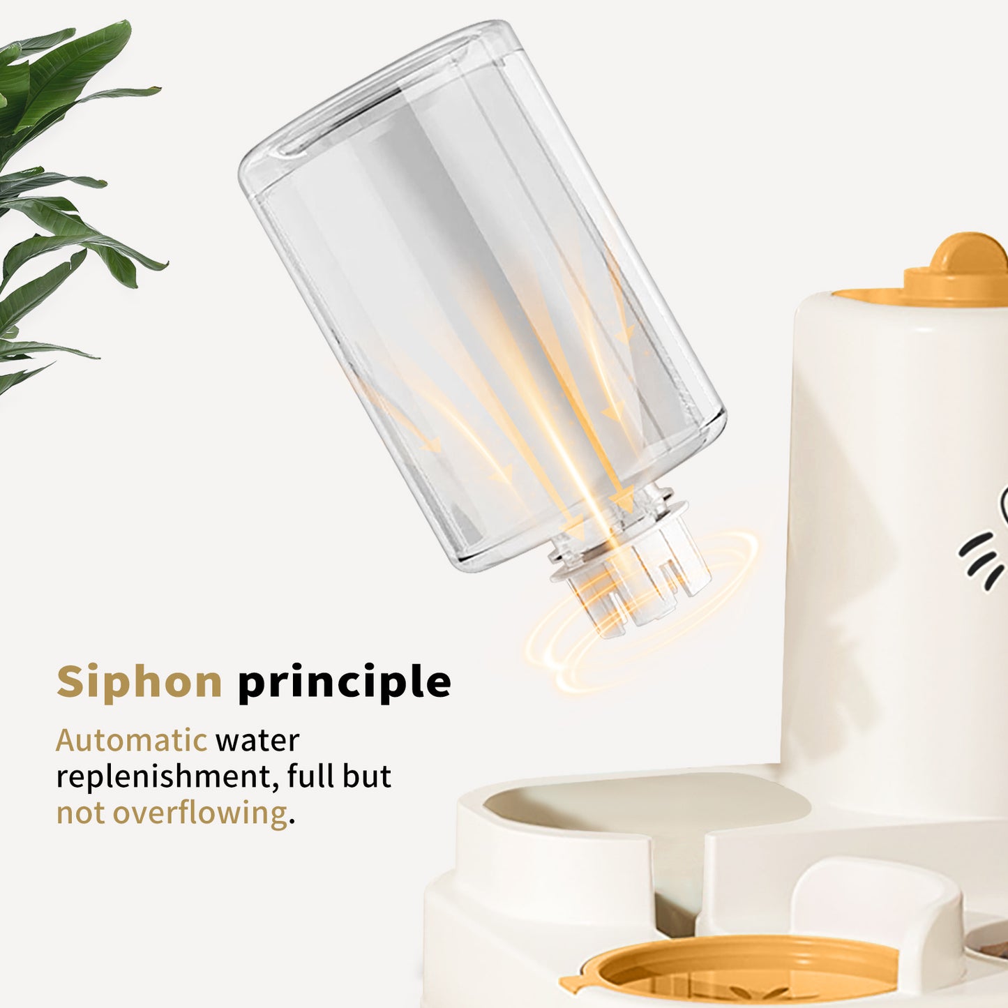 2-in-1 Automatic Cat Feeder And Water Dispenser - Dry Wet Separation, Cute Colored Face Feeder, Durable Plastic, Very Suitable For Indoor Pets To Drink Water And Healthy Diet, Cat Food And Water Dispe