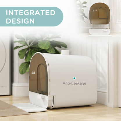 Cat Litter Box with Lid with Scoop and Filter, White