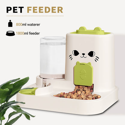 2-in-1 Automatic Cat Feeder And Water Dispenser - Dry Wet Separation, Cute Colored Face Feeder, Durable Plastic, Very Suitable For Indoor Pets To Drink Water And Healthy Diet, Cat Food And Water Dispe