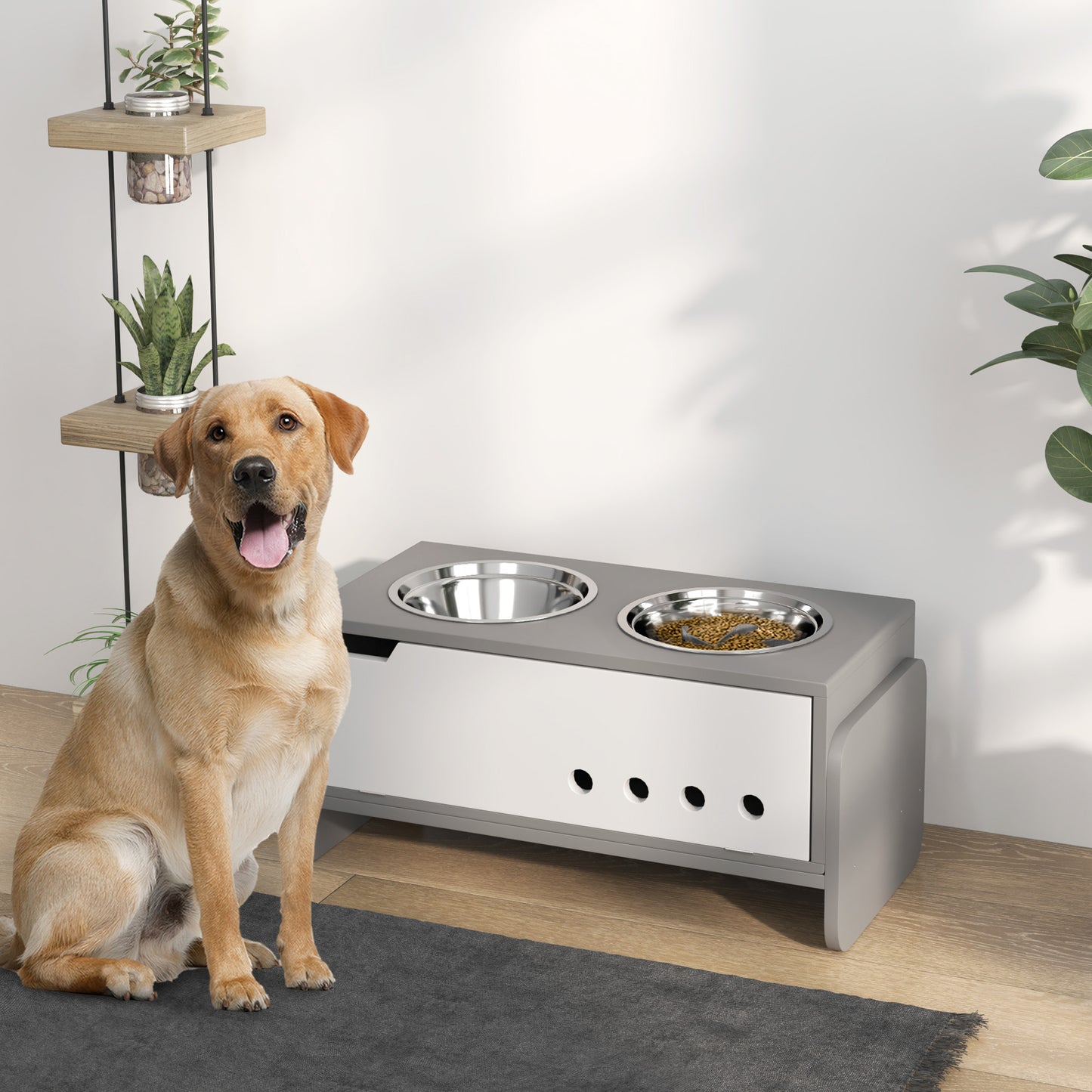 Dog Food Storage Cabinet with Bowls & Dog Feeding Station