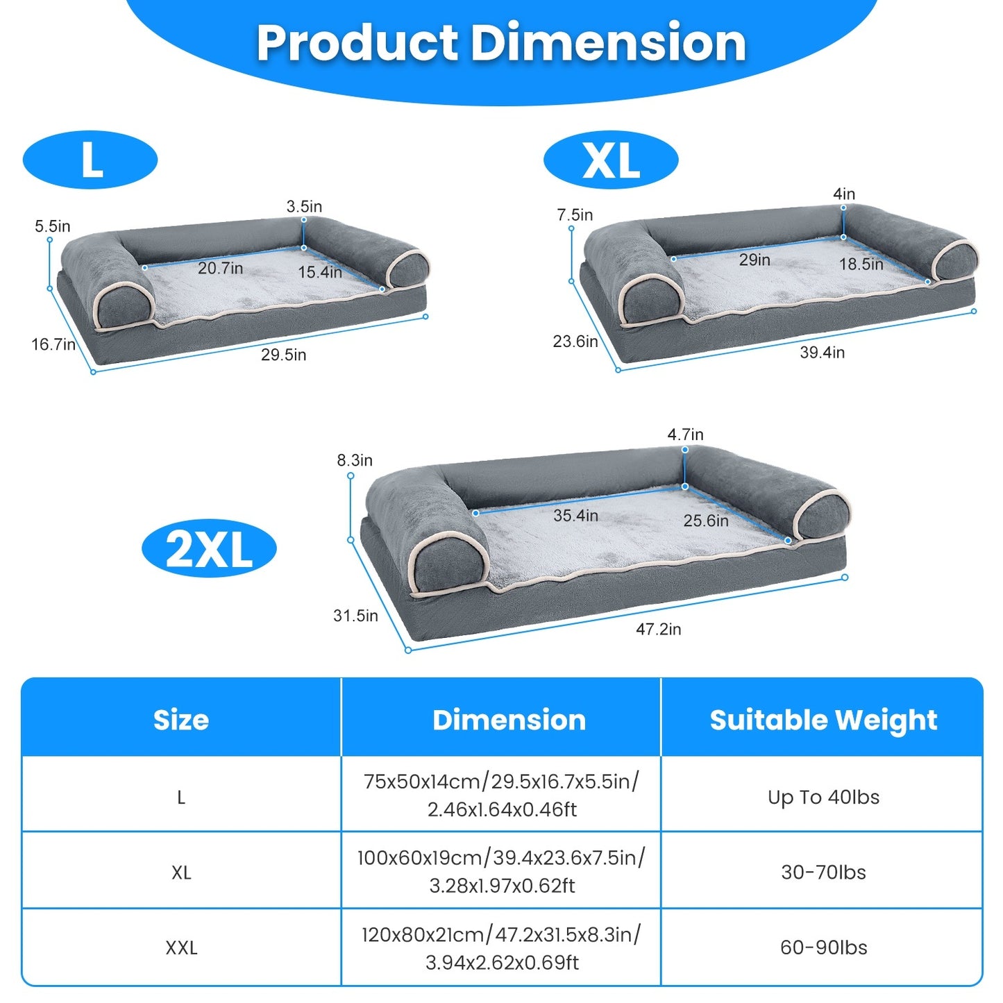 1Pc Dog Bed Pet Bed Sofa Dog Couch Pet Cushion Carpet Mattress With Washable And Removable Cover For Medium Large Dogs