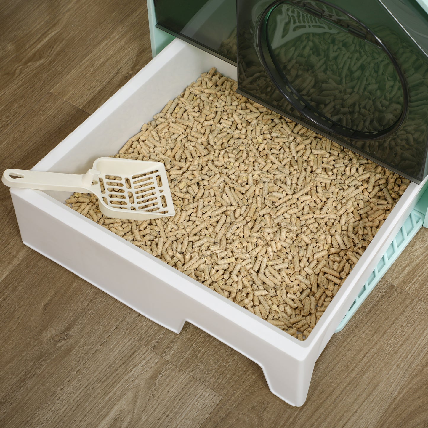 Hooded Cat Litter Box w/ Litter Mat, Litter Particle Catching,