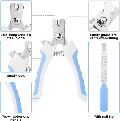 7pcs Pet Grooming Kit, Self-Cleaning Brush Shedding Kit With Nail Clipper, Flea Comb, Shampoo Bath Brush, Finger Toothbrush