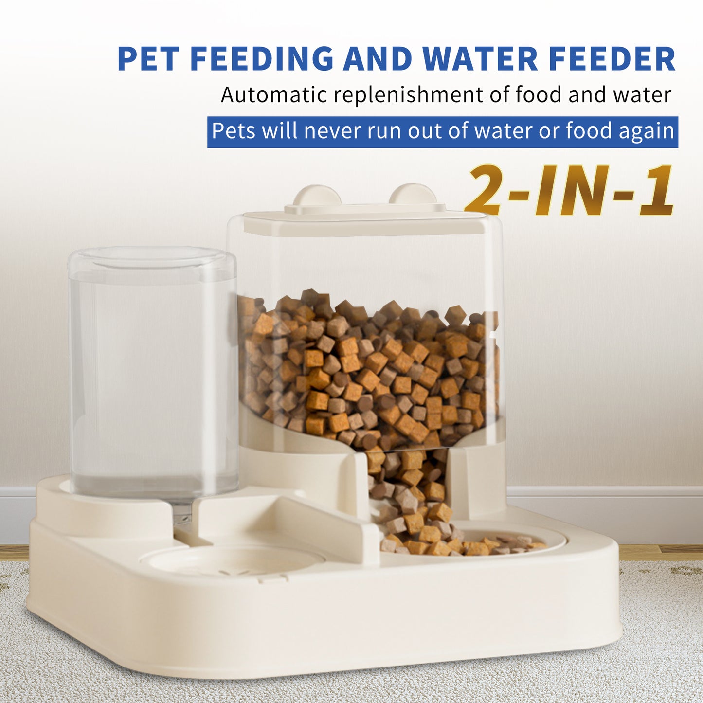 Transparent And Visible Pet Feeding And Drinking Dispenser, Automatically Refilling Food And Water, Caring For Every Moment, Allowing Owners To Travel Easily And Pets To Enjoy Worry Free Eating And Dr