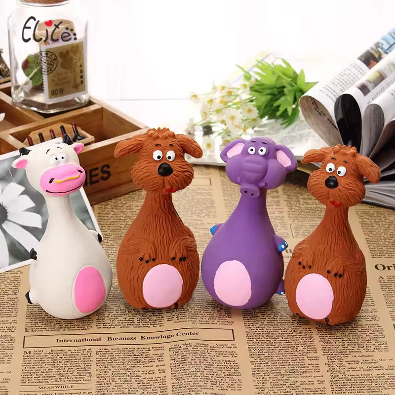 4pcs Cute Latex Dog Chew Toys With Sound, Interactive Biting Toys For Dental Health, Puppy Teething Pet Supplies